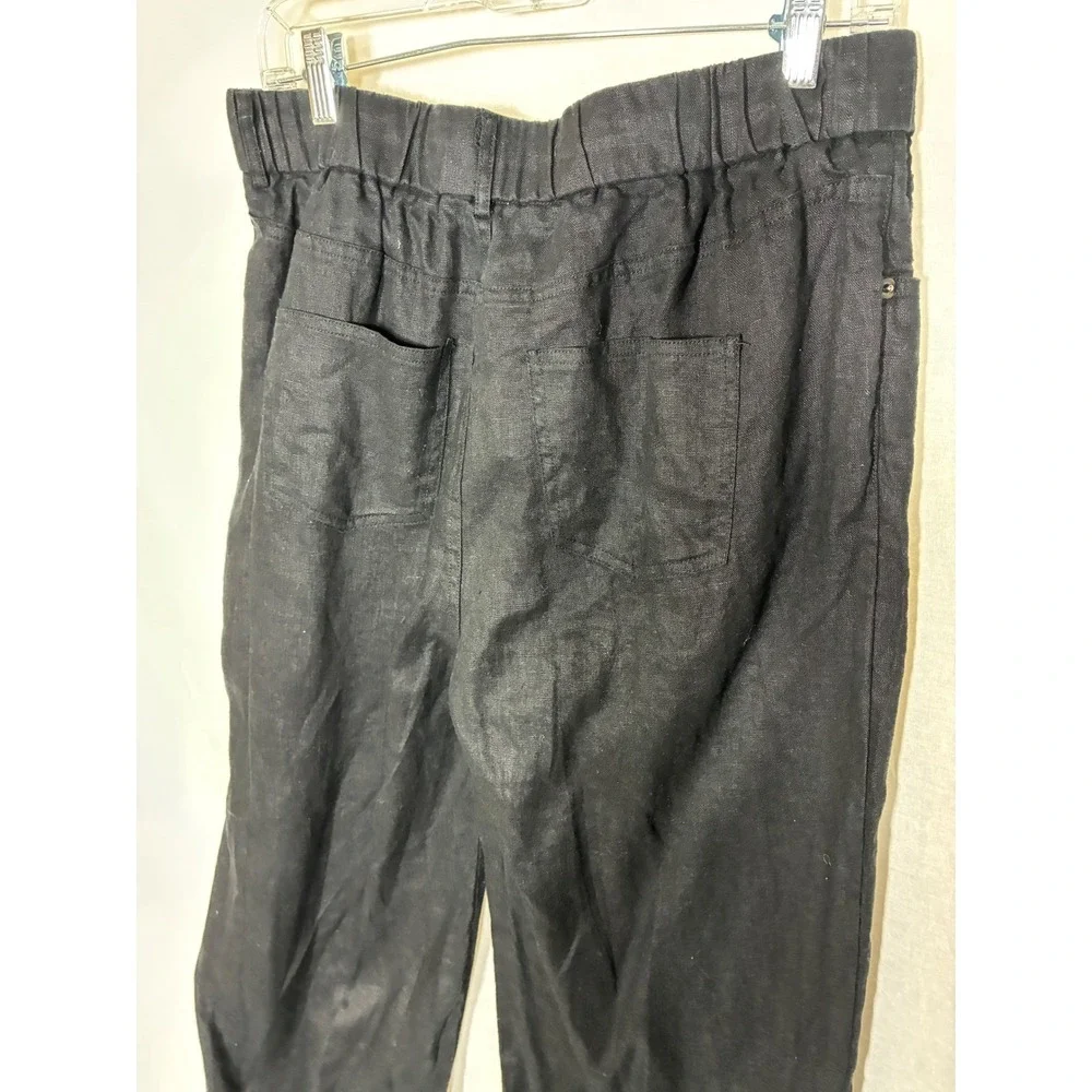 Mod Ref Womens Wide Leg Linen Pants Size L Black Minimalist Breathable Capsule